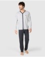 Men's long-sleeved button-front pajamas