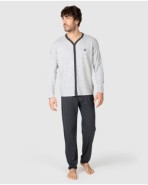 Men's long-sleeved button-front pajamas