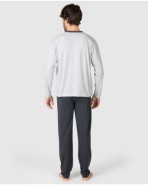 Men's long-sleeved button-front pajamas