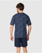 Men's short-sleeved pajama set with button placket