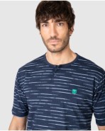 Pijama curt d'home de màniga curta amb tapeta abotonada