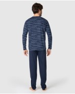 Pijama largo de hombre de manga larga con frontal abotonado