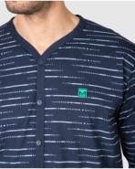 Men's long-sleeved button-front pajamas