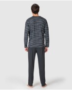 Men's long-sleeved button-front pajamas