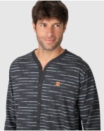 Pijama largo de hombre de manga larga con frontal abotonado