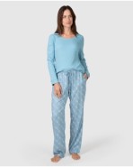 Pantalón largo de mujer con cintura elástica y bolsillos laterales