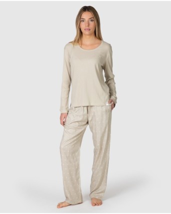 Pantalón largo de mujer con cintura elástica y bolsillos laterales