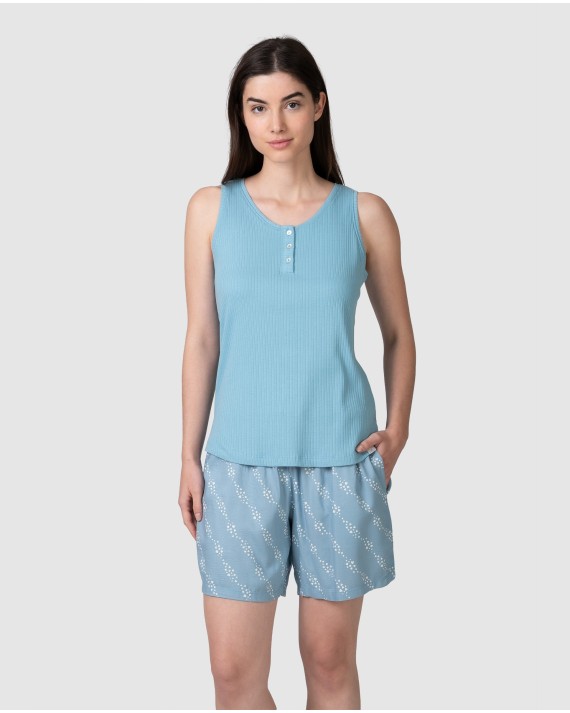 Women's pajama top with sleeves and button placket