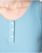 Camiseta de pijama de mujer de tirantes con tapeta abotonada