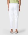 Pantalón tobillero recto de mujer de algodón blanco