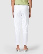 Women's straight ankle-length trousers in white cotton